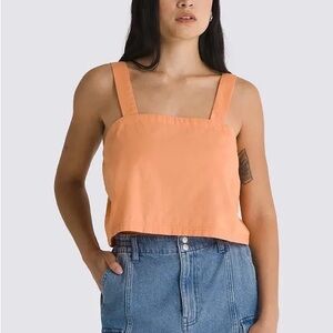 100% Cotton Vans Orange Sleeveless Square Neck Tank Top Size XS